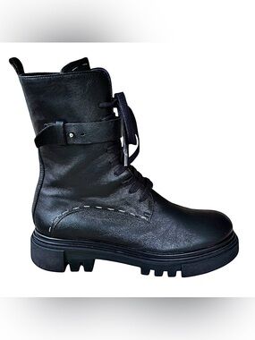 ❤️HENRY BEGUELIN Soft Black Leather Combat Boots❤️